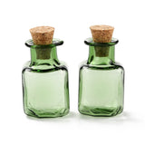 10 pcs Square Glass Cork Bottles Ornament, Glass Empty Wishing Bottles, DIY Vials for Pendant Decorations, Sea Green, 1.4x1.4x2.3cm