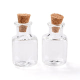 10 pcs Square Glass Cork Bottles Ornament, Glass Empty Wishing Bottles, DIY Vials for Pendant Decorations, Clear, 1.4x1.4x2.3cm