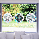 Craspire 3Pcs 3 Patterns Waterproof PVC Rainbow Prism Electrostatic Wall Stickers, Mandala Lotus Decals for Wall, Window Decoration, Colorful, 180mm, 1pc/pattern