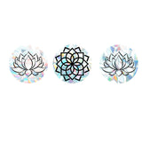 Craspire 3Pcs 3 Patterns Waterproof PVC Rainbow Prism Electrostatic Wall Stickers, Mandala Lotus Decals for Wall, Window Decoration, Colorful, 180mm, 1pc/pattern