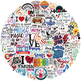 Craspire 50Pcs Musical Theme Waterproof PVC Self-Adhesive Picture Stickers, Cartoon Decals, Word, Mixed Color, 30~60mm