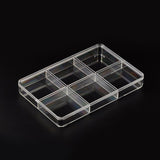 6 pcs Rectangle Shaped Plastic Jewelry Bead Containers, Clear, 200x300x35mm