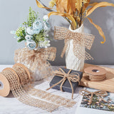 3 Rolls Burlap Craft Ribbons, 3 Sizes Tan Natural Burlap Ribbons Lace Burlap Ribbon Rolls for Crafts Gift Wrapping Party Decoration