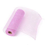 2 Roll Deco Mesh Ribbons, Tulle Fabric, with Metallic Silk, for Christmas Party Decoration, Skirts Decoration Making, Pink, 10-1/4 inch(260mm), 10 yards/roll(91.44m/roll)