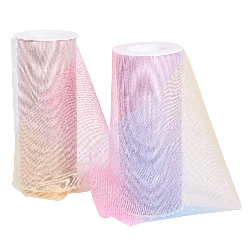 3 Tulle Rolls Pink Tulle Fabric Roll with Glitter for Wedding Décor 6x 10  Yards