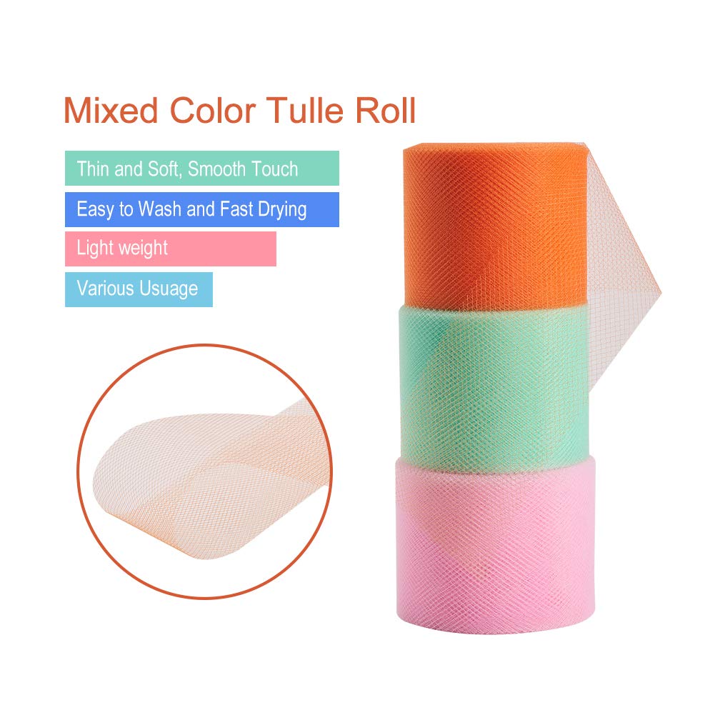 CRASPIRE 2 Roll 200 Yards/600FT Tulle Fabric Rolls Spool for