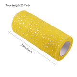 2 Roll Glitter Sequin Deco Mesh Ribbons, Tulle Fabric, Tulle Roll Spool Fabric For Skirt Making, Yellow, 6 inch(15cm), about 25yards/roll(22.86m/roll)