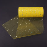 2 Roll Glitter Sequin Deco Mesh Ribbons, Tulle Fabric, Tulle Roll Spool Fabric For Skirt Making, Yellow, 6 inch(15cm), about 25yards/roll(22.86m/roll)