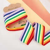 25m Rainbow Ribbon Grosgrain Stripe Double Face Polyester Ribbon 5 Sizes 15/20/25/30/40mm for Crafts DIY Sewing Accessories Gift Boxes Wrapping Wedding Party Birthday Festival Decoration