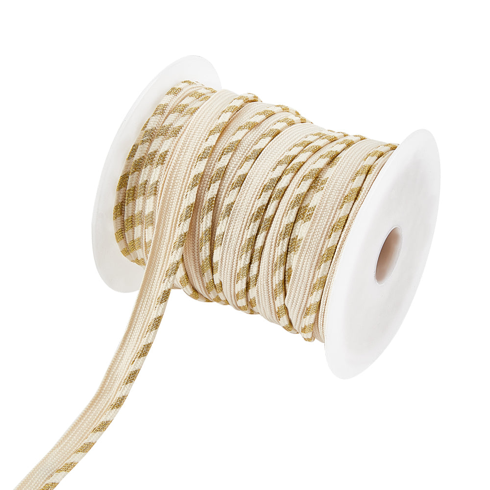 CRASPIRE 1 Roll Polyester Imitation Linen Wrapping Ribbon, Wired