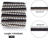 5 Yards Braid Trim, 19mm (0.75inch) Polyester Woven Gimp Braid Trim Decorative Fabric Trim with ABS Imitation Pearl, for Crafts Sewing Wedding Bridal Dress Decor (Black)