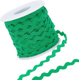 Wave Bending Fringe Trim, Sewing Ribbon, with Plastic Empty Spools, Green,  3/16 inches~3/8 inch(5~8.5mm), about 25m/strand, 1strand