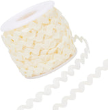 Wave Bending Fringe Trim, Sewing Ribbon, with Plastic Empty Spools, Light Yellow,  3/16 inches~3/8 inch(5~8.5mm), about 25m/strand, 1strand