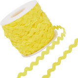 Wave Bending Fringe Trim, Sewing Ribbon, with Plastic Empty Spools, Yellow,  3/16 inches~3/8 inch(5~8.5mm), about 25m/strand, 1strand