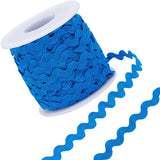 Wave Bending Fringe Trim, Sewing Ribbon, with Plastic Empty Spools, Blue,  3/16 inches~3/8 inch(5~8.5mm), about 25m/strand, 1strand