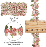 Flower Polyester Trim Ribbon, for Curtain Lace Trimmings, Light Coral, 3/4 inches(20mm)
