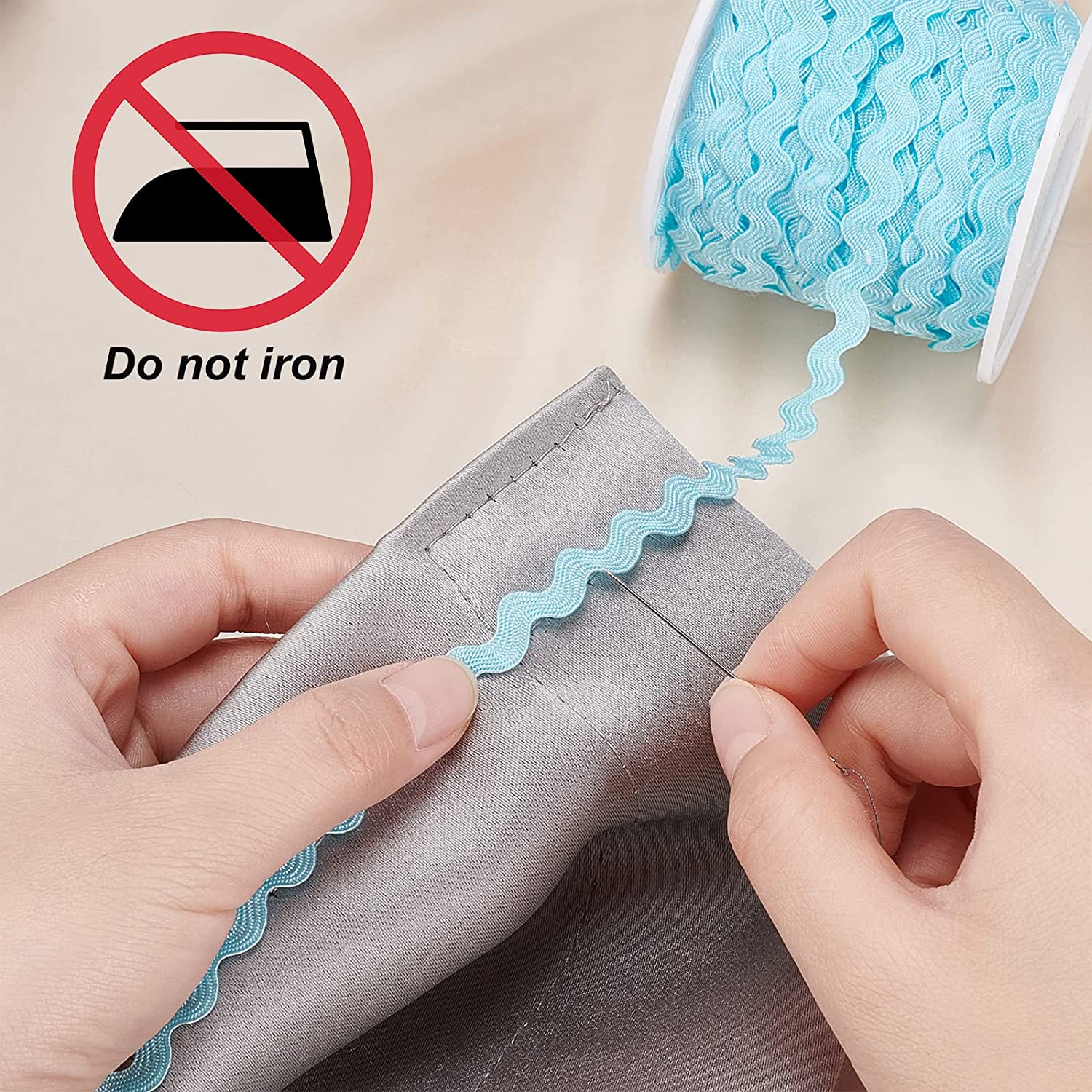 CRASPIRE 1 Roll 27yd/25m RIC Rac Trim Ribbon Wave Sewing Bending Fringe  Trim 5mm/0.2 inch for Sewing Flower Making Wedding Party Lace Ribbon Craft  (Light Blue)