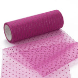 5 Roll Glitter Deco Mesh Ribbons, Tulle Fabric, for Wedding Party Decoration, Skirts Decoration Making, Medium Violet Red, 5.90~5.94 inch(15~15.1cm),  10yards/roll