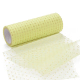 5 Roll Glitter Deco Mesh Ribbons, Tulle Fabric, for Wedding Party Decoration, Skirts Decoration Making, Lemon Chiffon, 5.90~5.94 inch(15~15.1cm),  10yards/roll