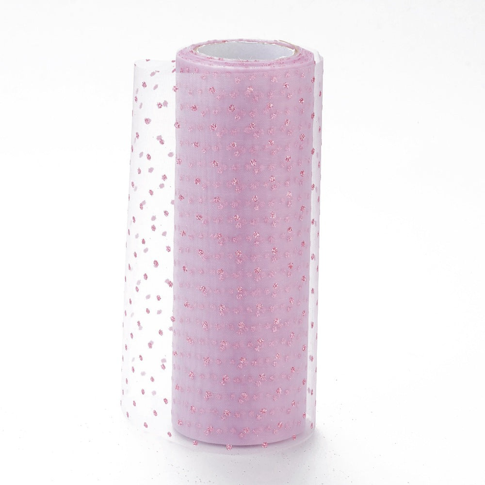 CRASPIRE 2 Rolls Glitter Tulle Pink Tulle Fabric Rolls 6 inch x 10