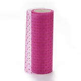5 Roll Glitter Deco Mesh Ribbons, Tulle Fabric, for Wedding Party Decoration, Skirts Decoration Making, Deep Pink, 5.90~5.94 inch(15~15.1cm),  10yards/roll