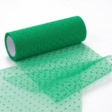 5 Roll Glitter Deco Mesh Ribbons, Tulle Fabric, for Wedding Party Decoration, Skirts Decoration Making, Spring Green, 5.90~5.94 inch(15~15.1cm),  10yards/roll
