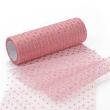 5 Roll Glitter Deco Mesh Ribbons, Tulle Fabric, for Wedding Party Decoration, Skirts Decoration Making, Pearl Pink, 5.90~5.94 inch(15~15.1cm),  10yards/roll