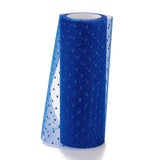 5 Roll Glitter Deco Mesh Ribbons, Tulle Fabric, for Wedding Party Decoration, Skirts Decoration Making, Blue, 5.90~5.94 inch(15~15.1cm),  10yards/roll