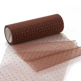 5 Roll Glitter Deco Mesh Ribbons, Tulle Fabric, for Wedding Party Decoration, Skirts Decoration Making, Coconut Brown, 5.90~5.94 inch(15~15.1cm),  10yards/roll