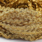 50 m Filigree Corrugated Lace Ribbon, Wave Shape, for Clothing Accessories, Home Decoration, Gold, 3/8 inch(9~10mm)