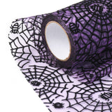 2 Roll Halloween Deco Mesh Ribbons, Tulle Fabric, for DIY Craft Gift Packaging, Home Party Wall Decoration, Spider & Spider Web pattern, Dark Violet, 5-1/8 inch(129mm), 10 yards/roll(9.14m/roll)