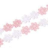 15 Yard Daisy Flower Polyester Lace Trims, Embroidered Applique Sewing Ribbon, for Sewing and Art Craft Decoration, Pink, 5/8 inch(15mm), 15 yards/roll(13.72m/roll)