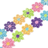 15 Yard Daisy Flower Polyester Lace Trims, Embroidered Applique Sewing Ribbon, for Sewing and Art Craft Decoration, Colorful, 1 inch(25mm), 15 yards/roll(13.72m/roll)