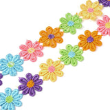 15 Yard Daisy Flower Polyester Lace Trims, Embroidered Applique Sewing Ribbon, for Sewing and Art Craft Decoration, Colorful, 1 inch(25mm), 15 yards/roll(13.72m/roll)