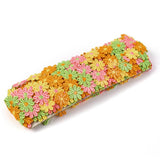 15 Yard Daisy Flower Polyester Lace Trims, Embroidered Applique Sewing Ribbon, for Sewing and Art Craft Decoration, Colorful, 1-1/8 inch(28mm), 15 yards/roll(13.72m/roll)