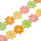 15 Yard Daisy Flower Polyester Lace Trims, Embroidered Applique Sewing Ribbon, for Sewing and Art Craft Decoration, Colorful, 1-1/8 inch(28mm), 15 yards/roll(13.72m/roll)