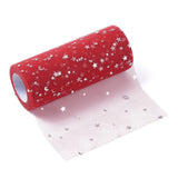 5 Roll Glitter Sequin Deco Mesh Ribbons, Tulle Fabric, Tulle Roll Spool Fabric For Skirt Making, Moon & Star Pattern, Red, 6 inch(15cm), about 25yards/roll(22.86m/roll)