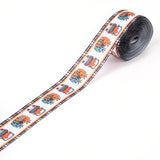 2 Roll Autumn Theme Polyester Grosgrain Ribbon, Single Face Printed Pattern, for DIY Handmade Craft, Festival Party, Gift Decoration , Pumpkin Pattern, 1-1/2 inch(38mm), 10 yards/roll(9.14m/roll)