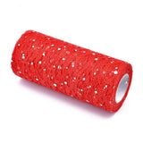 5 Roll Glitter Sequin Deco Mesh Ribbons, Tulle Fabric, for Wedding Party Decoration, Skirts Decoration Making, Red, 6 inch(150mm), 10yards/roll