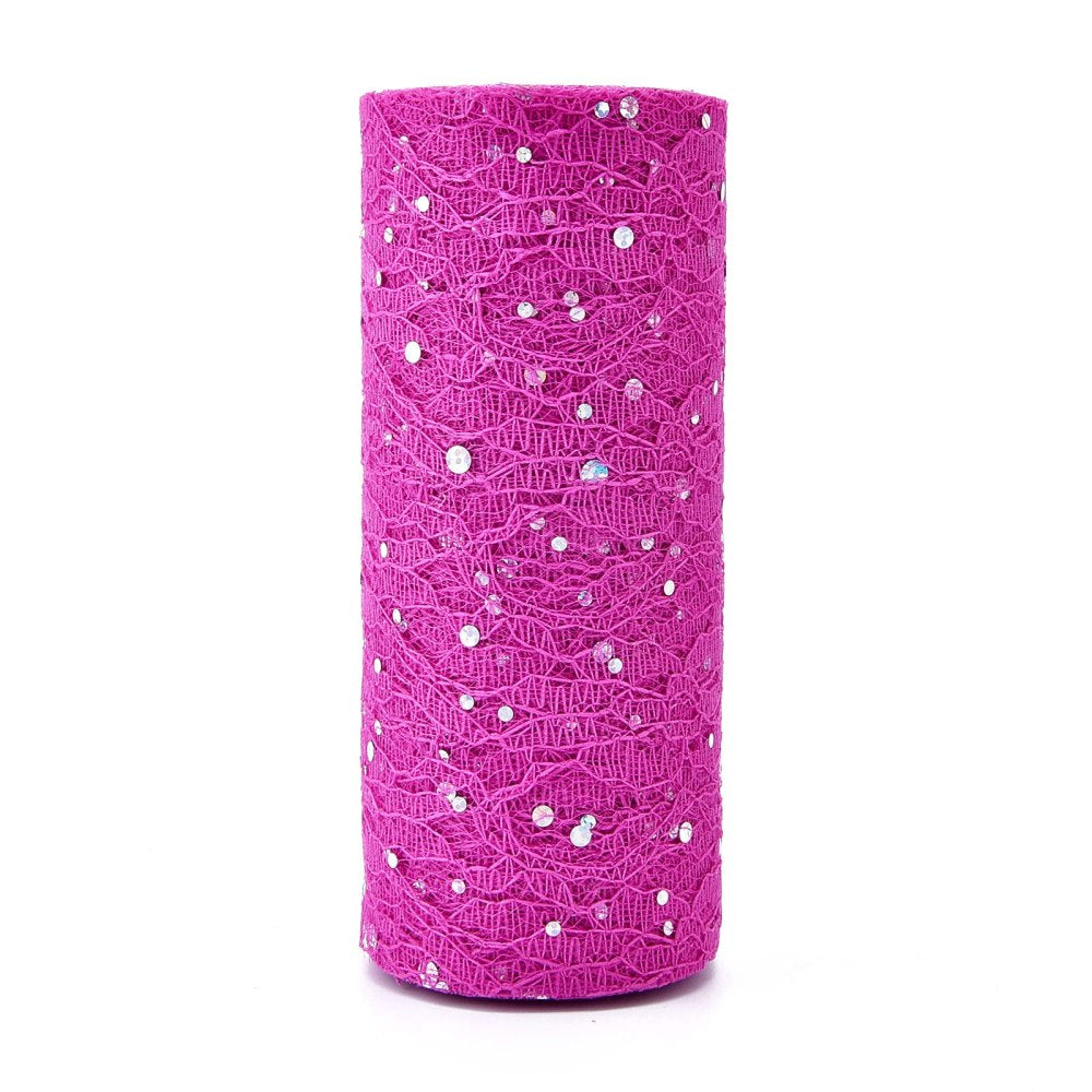 CRASPIRE 2 Rolls Glitter Tulle Pink Tulle Fabric Rolls 6 inch x 10 Yards(30  feet) for Decoration Bows, Craft Making, Wedding Party Ribbon - 20 Yards in  Total