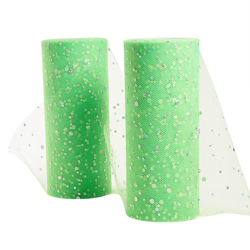 CRASPIRE 5 Roll Glitter Sequin Deco Mesh Ribbons, Tulle Fabric, Tulle Roll  Spool Fabric For Skirt Making, Lawn Green, 6 inch(15cm), about  25yards/roll(22.86m/roll)