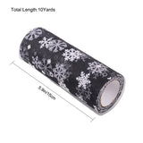 5 Roll Snowflake Deco Mesh Ribbons, Tulle Fabric, Tulle Roll Spool Fabric For Skirt Making, Black, 6 inch(15cm), about 10yards/roll(9.144m/roll)