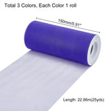 1 Set PandaHall Elite Deco Mesh Ribbons, Tulle Fabric, Tulle Roll Spool Fabric For Skirt Making, Mixed Color, 6 inch(150mm), 25yards/roll(22.86m/roll), 3rolls/set