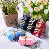 1 Set Elite Cotton Grosgrain Ribbon, Stripe Pattern, Mixed Color, 1 inch(25mm), about 5.47yards/roll(5m/roll), 5rolls/set