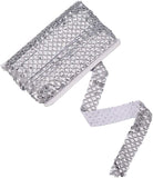 Silver Bling Sequin Trim, Metallic Sequin Trim Fabric Paillette Ribbon Trim for Dress Hat Bag Headband Costumes Decorations(1.37inch Wide, 12yards)