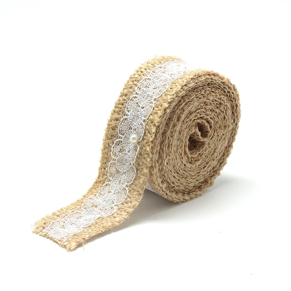 5/8” Rustic Burlap Ribbon for Crafts & Gift Wrapping