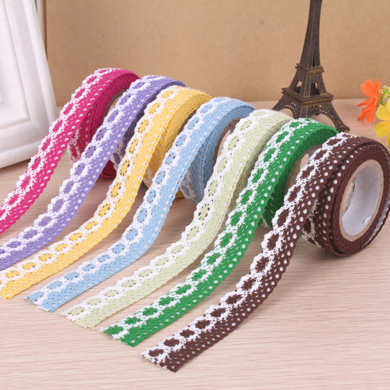 7 Rolls of Lace Tape DIY Lace Sticker Washi Lace Tape Photo Album Tape  (Mixed Style) 