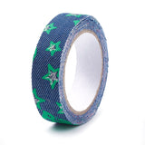 Craspire Self Adhesive Single Face Pattern Printed Denim Ribbons, Mixed Color, 5/8 inch(15mm), about 2m/roll, 10rolls/group