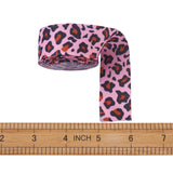 5 Bundle Leopard Printed Grosgrain Ribbons, for Hair Bows, Headbands, Crafting and Gift Wrapping, Pink, 1 inch(25mm), about 5yards/Bundle(4.57m/Bundle)