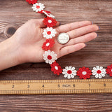 1 Roll Colorful Polyester Lace Trim, Daisy Pattern, Red, 1(25mm), 15yards(13.72m/roll)